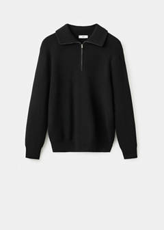 Knitted sweater with zip collar — Black 7