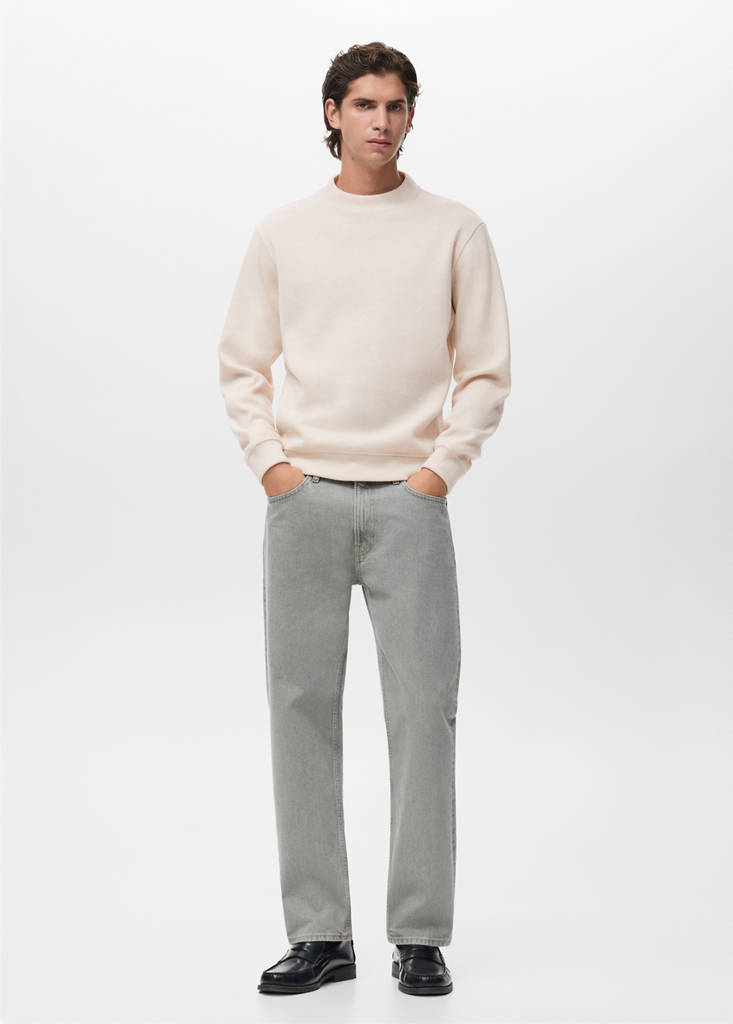 Regular-fit knitted sweatshirt — Ecru