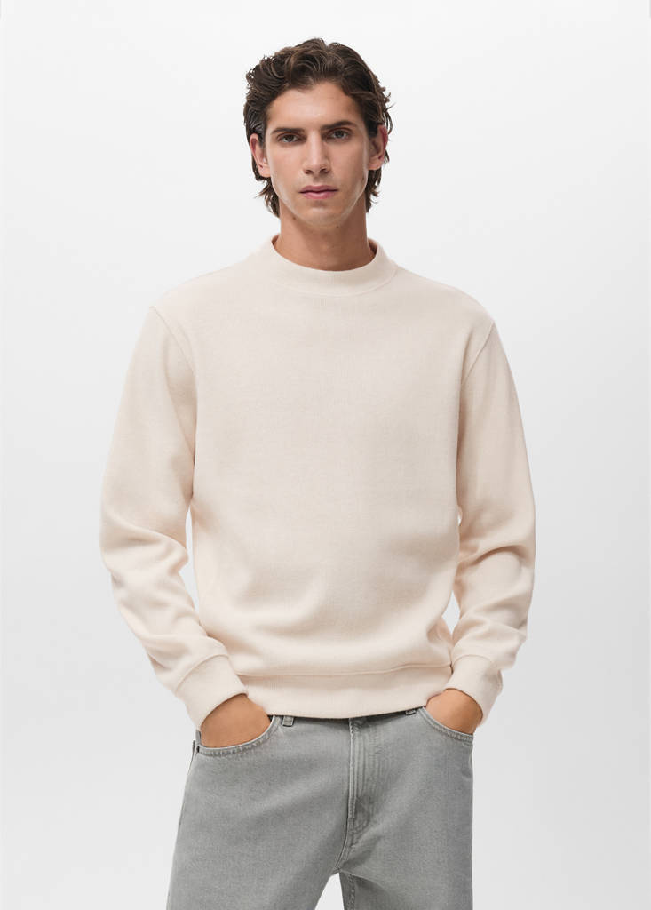 Regular-fit knitted sweatshirt — Ecru
