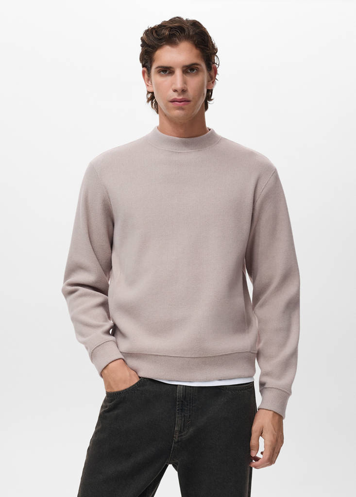 Regular-fit knitted sweatshirt — Sand