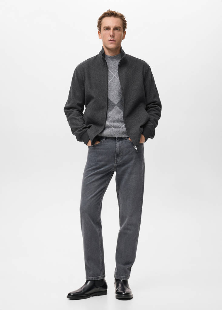 Regular-fit jacket with zip — Dark Heather Grey