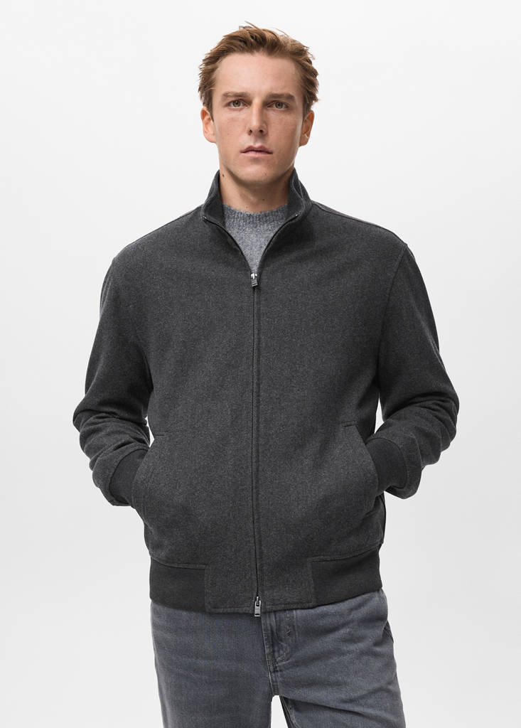 Regular-fit jacket with zip — Dark Heather Grey