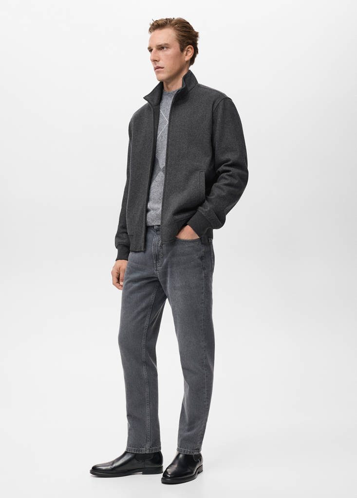 Regular-fit jacket with zip — Dark Heather Grey
