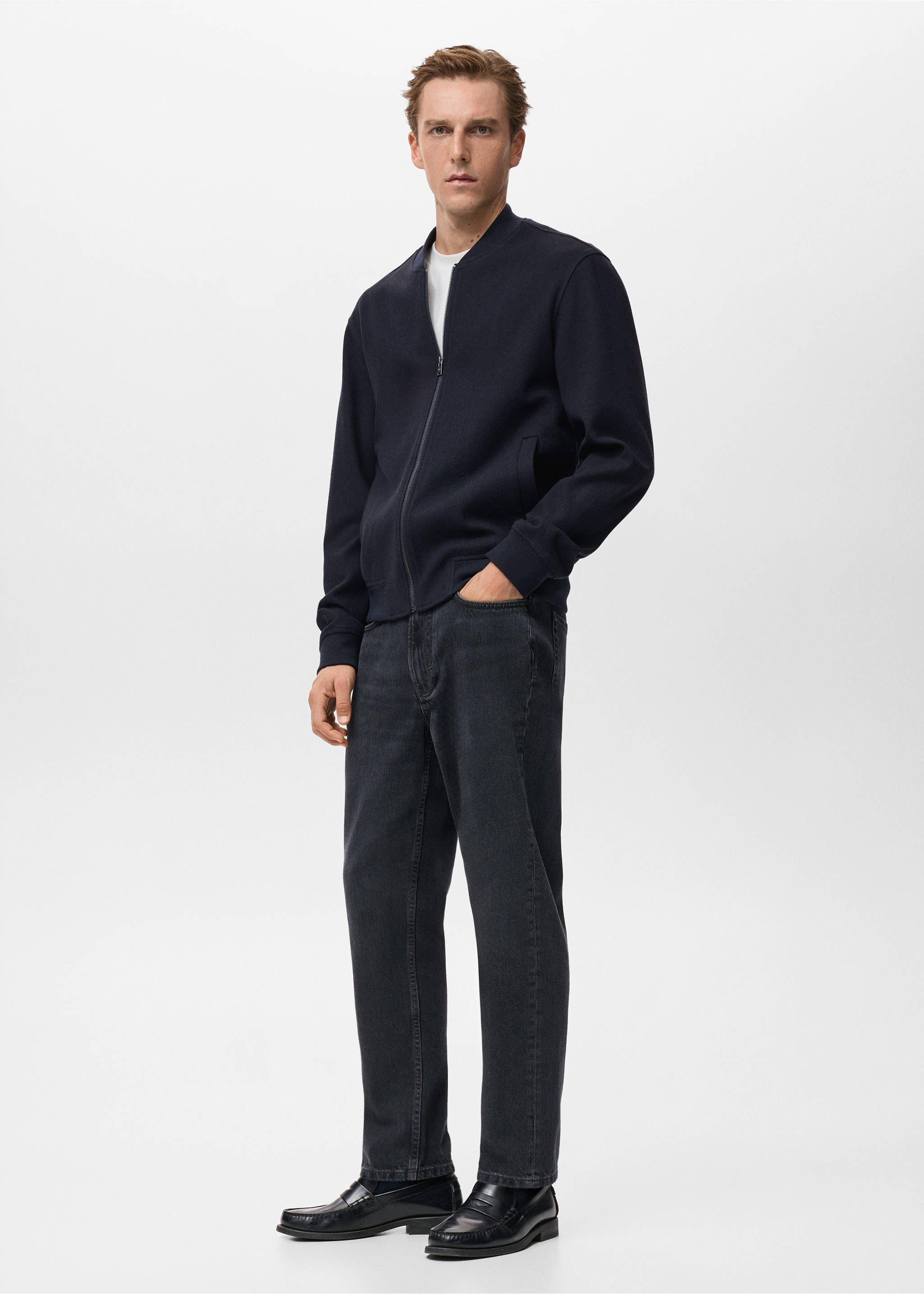 سترة بومبر بسحاب - تفاصيل المنتج 2, أزرق غامق. Ref: 17007905-00.