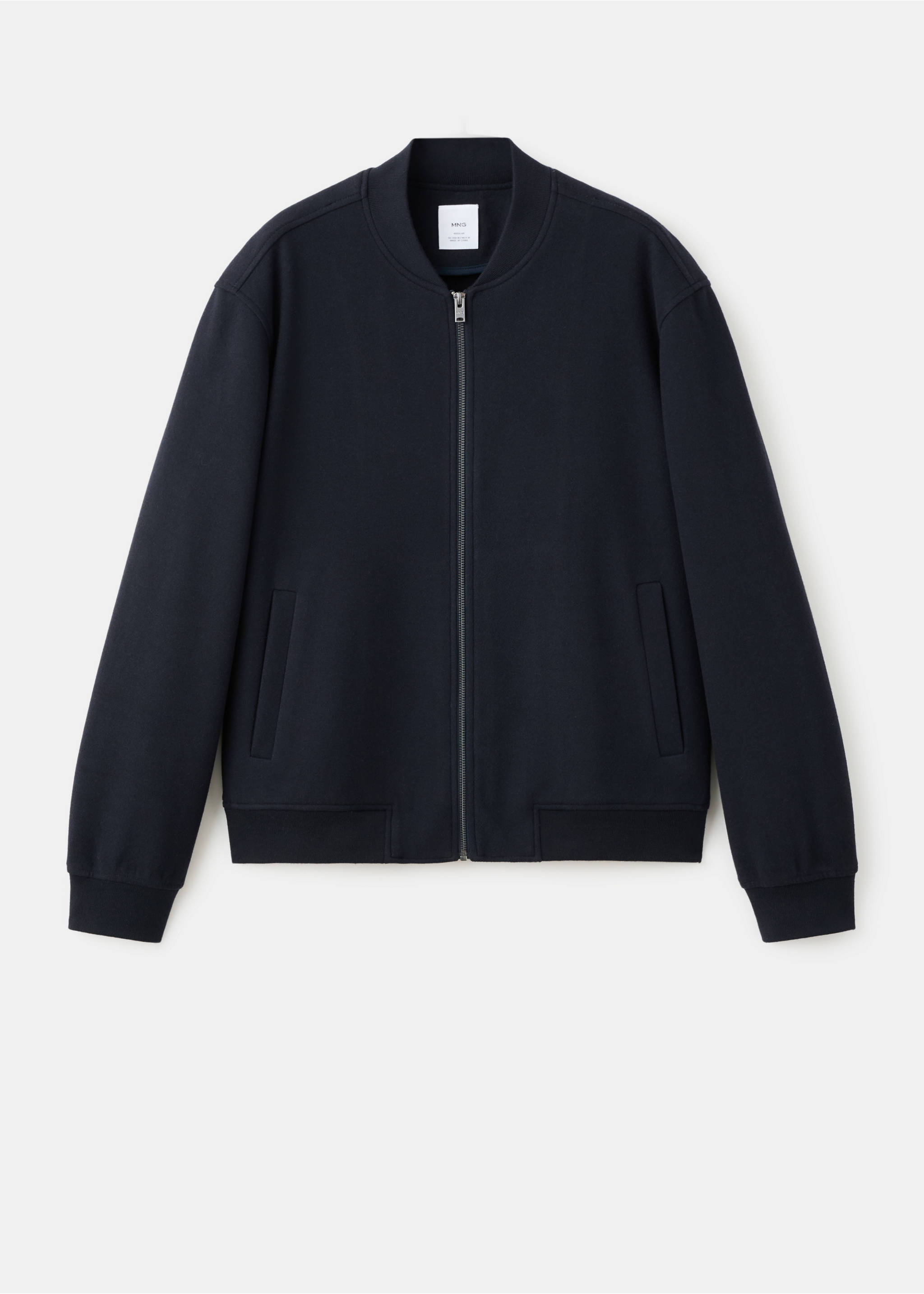 Sweat style bomber à zip - Article sans modèle, Bleu marine. Ref: 17007905-00.
