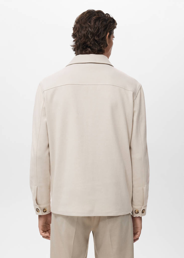 Regular fit flannel overshirt — Ecru