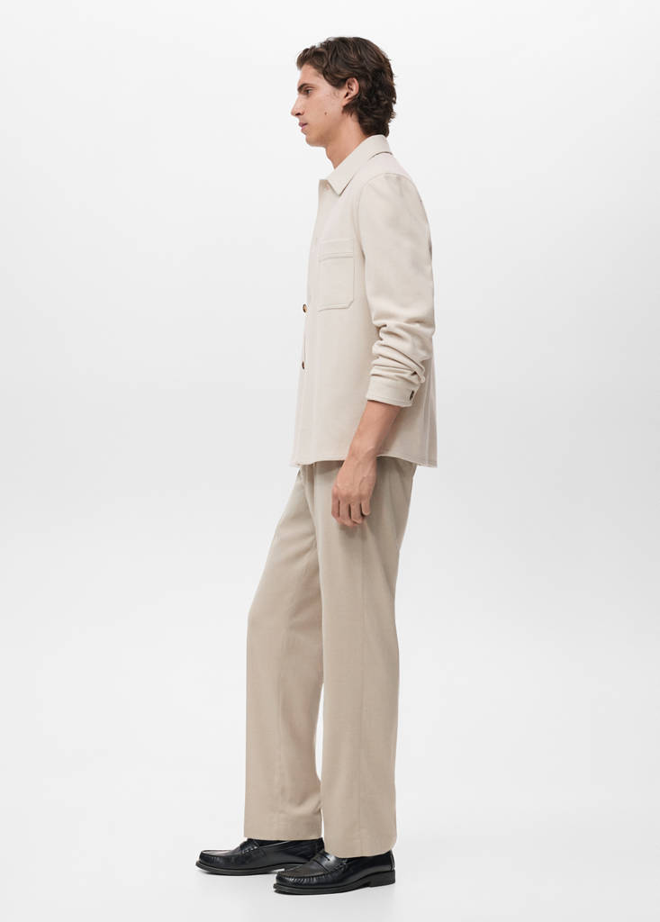 Regular fit flannel overshirt — Ecru