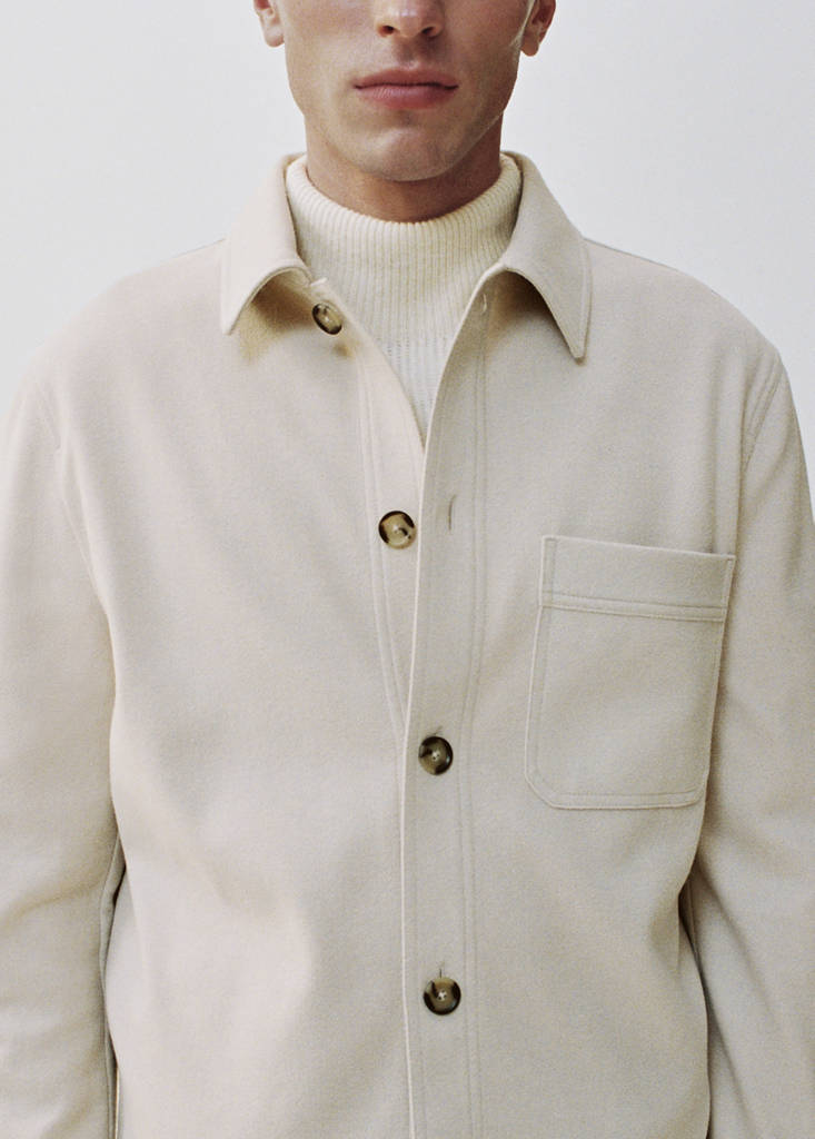 Regular fit flannel overshirt — Ecru