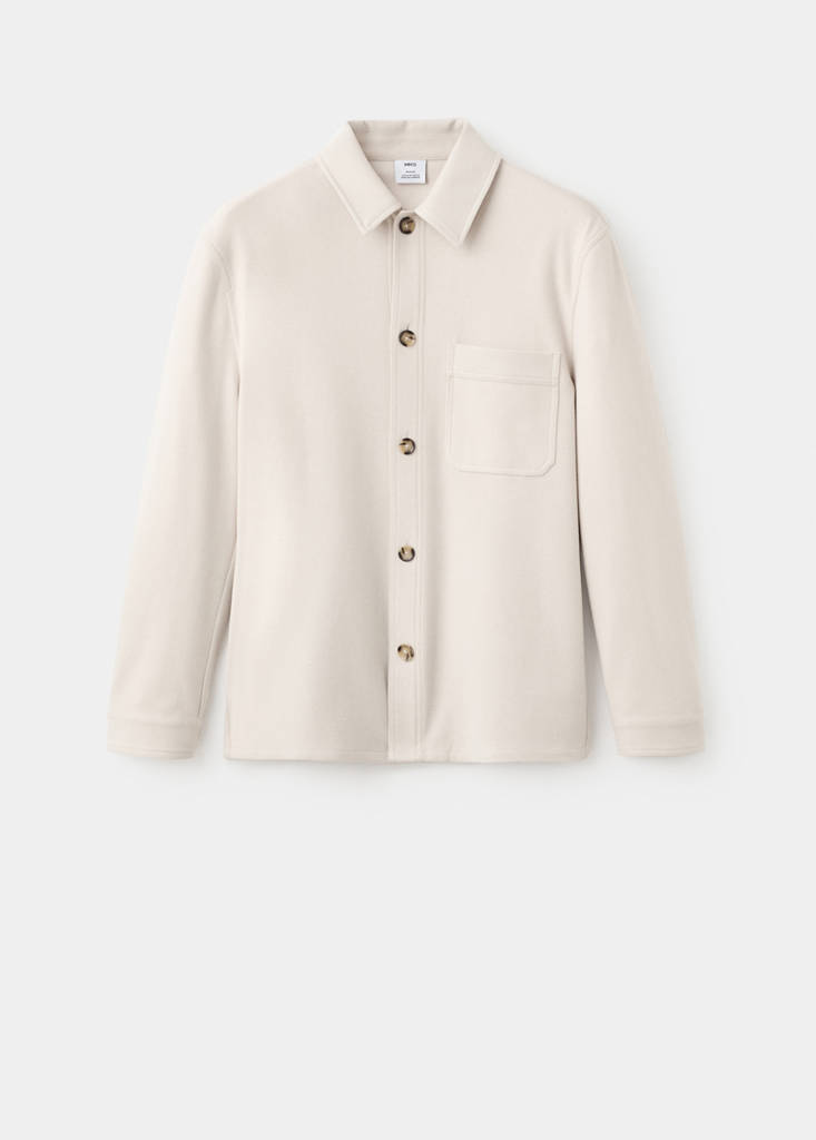 Regular fit flannel overshirt — Ecru