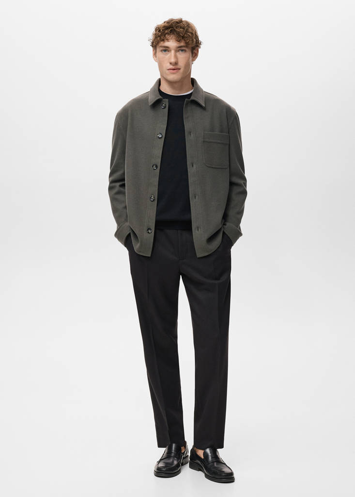 Regular fit flannel overshirt — Dark Green