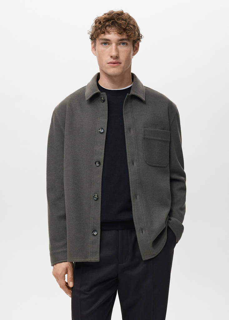 Regular fit flannel overshirt — Dark Green