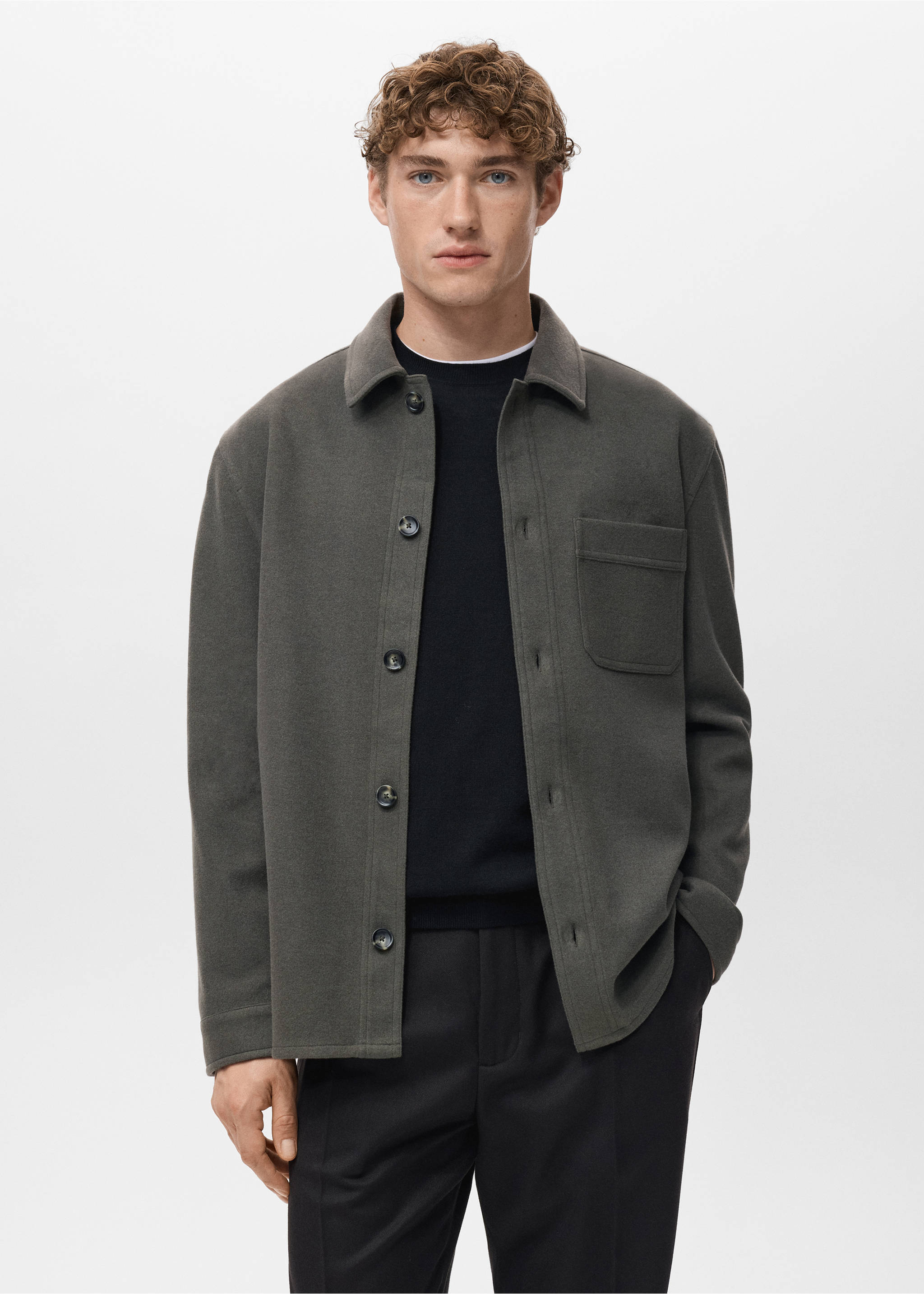 Верхняя рубашка regular fit из фланели - Средний план, Темно-зеленый. Ref: 17007906-00.