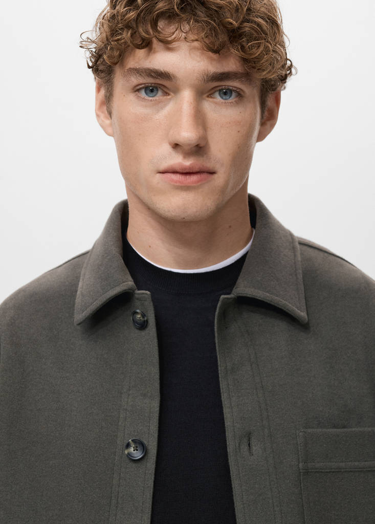 Regular fit flannel overshirt — Dark Green