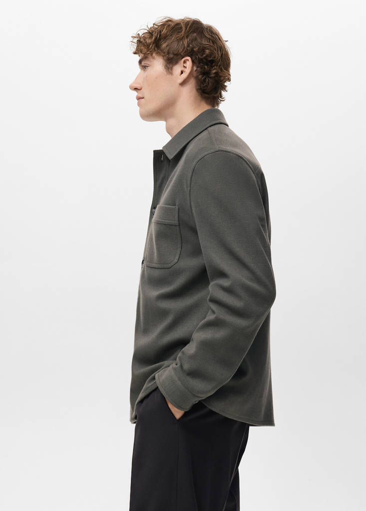 Regular fit flannel overshirt — Dark Green