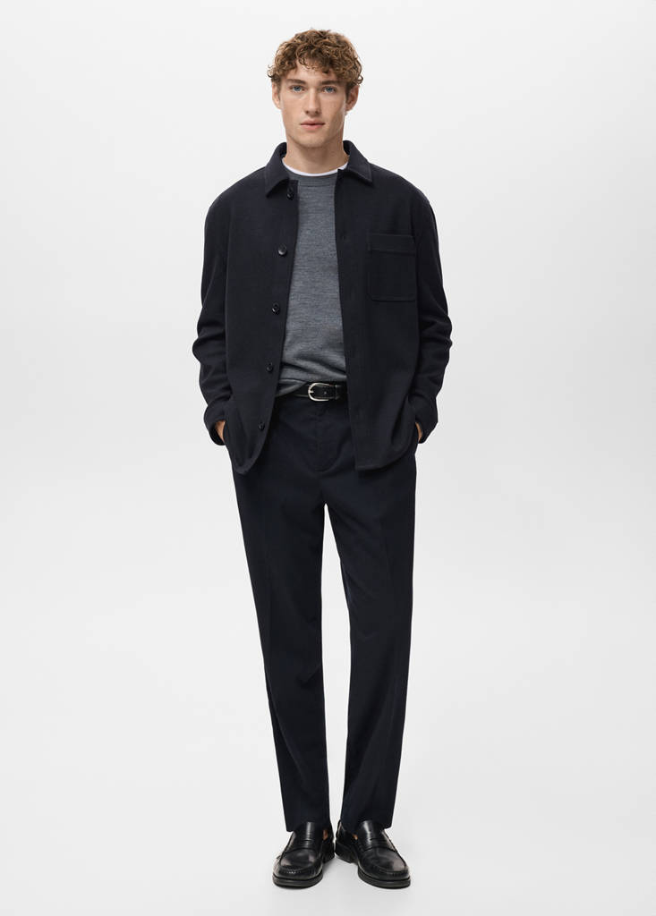 Regular fit flannel overshirt — Navy