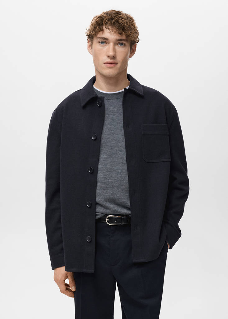 Regular fit flannel overshirt — Navy
