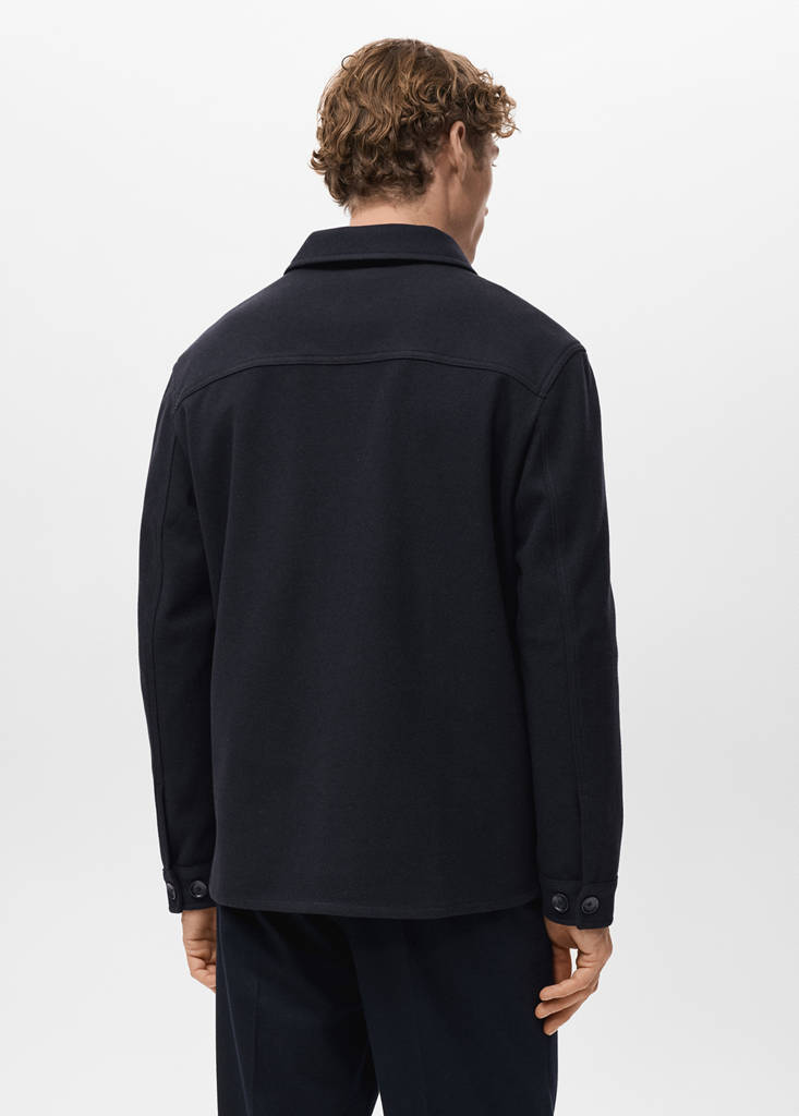 Regular fit flannel overshirt — Navy