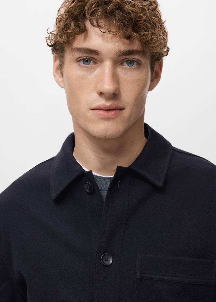 Regular fit flannel overshirt — Navy