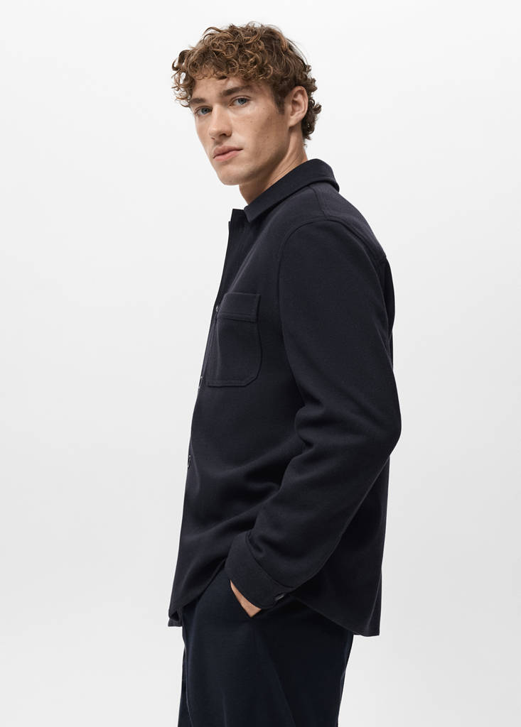Regular fit flannel overshirt — Navy
