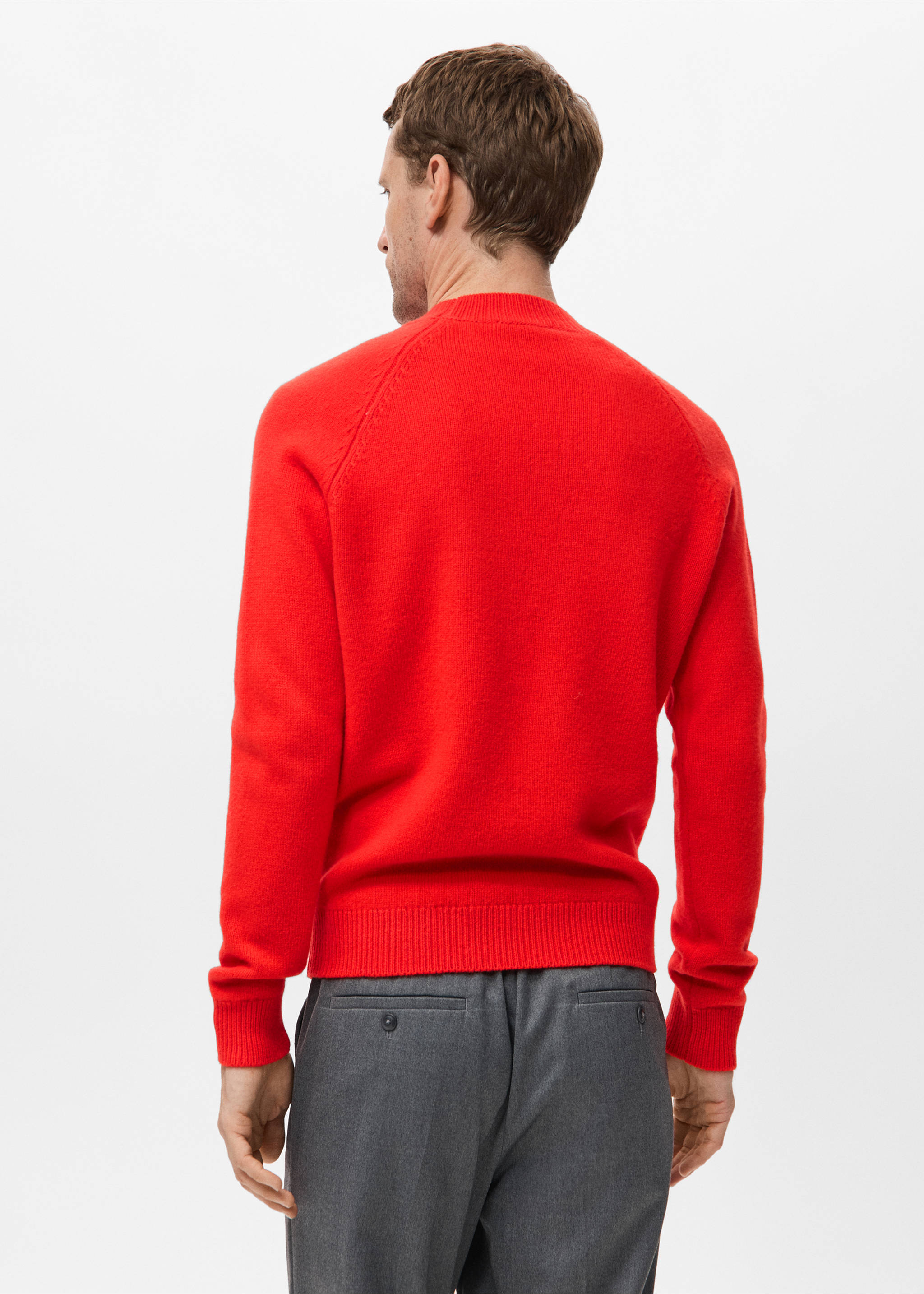 100% Italian wool knitted sweater - Reverse of the article, Red. Ref: 17007907-00.