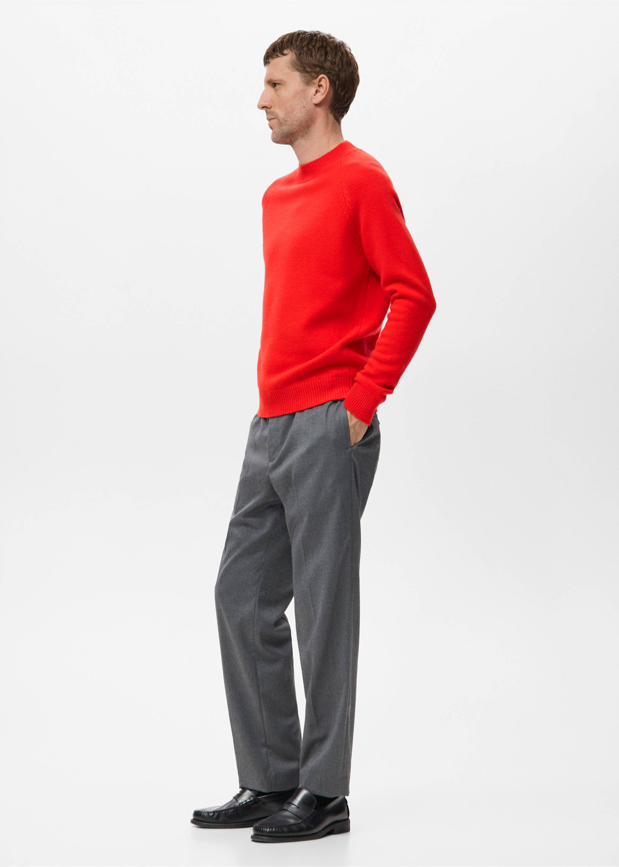 100% Italian wool knitted sweater - Details of the article 2, Red. Ref: 17007907-00.