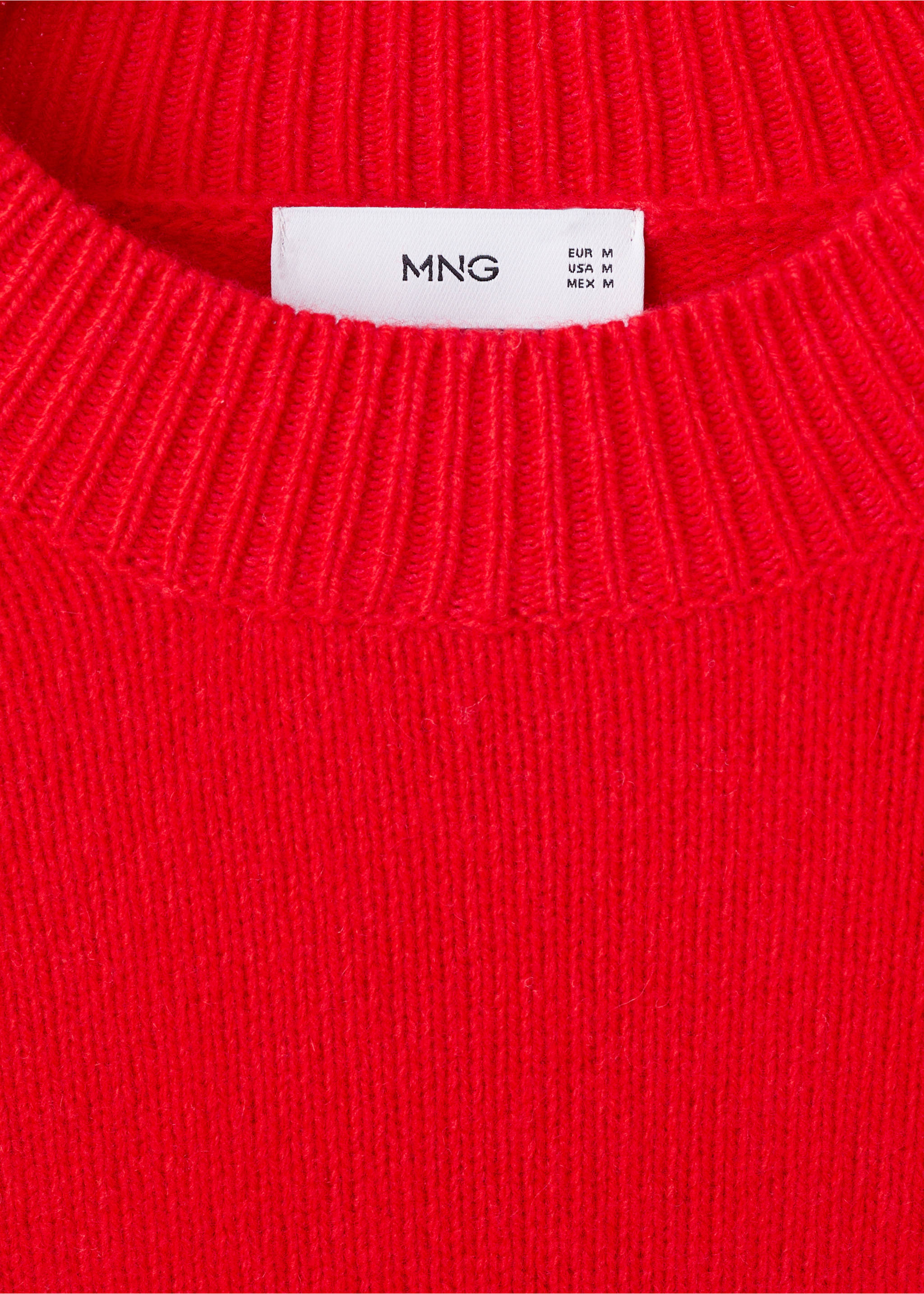 100% Italian wool knitted sweater - Details of the article 8, Red. Ref: 17007907-00.