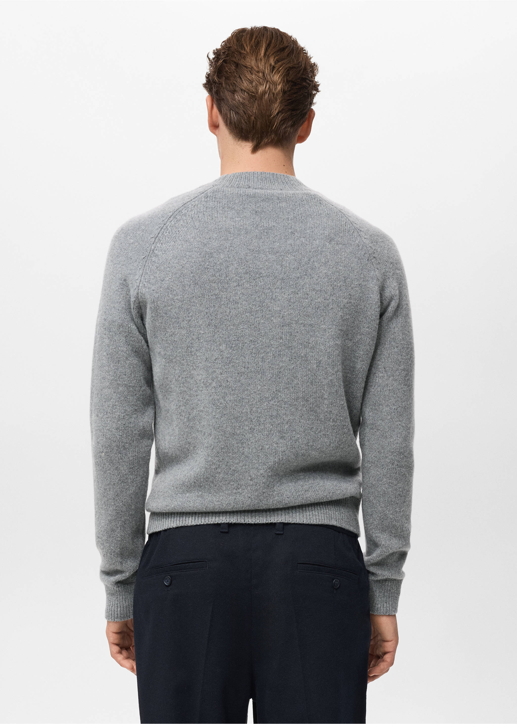 100% Italian wool knitted sweater - Reverse of the article, Medium Heather Grey. Ref: 17007907-00.