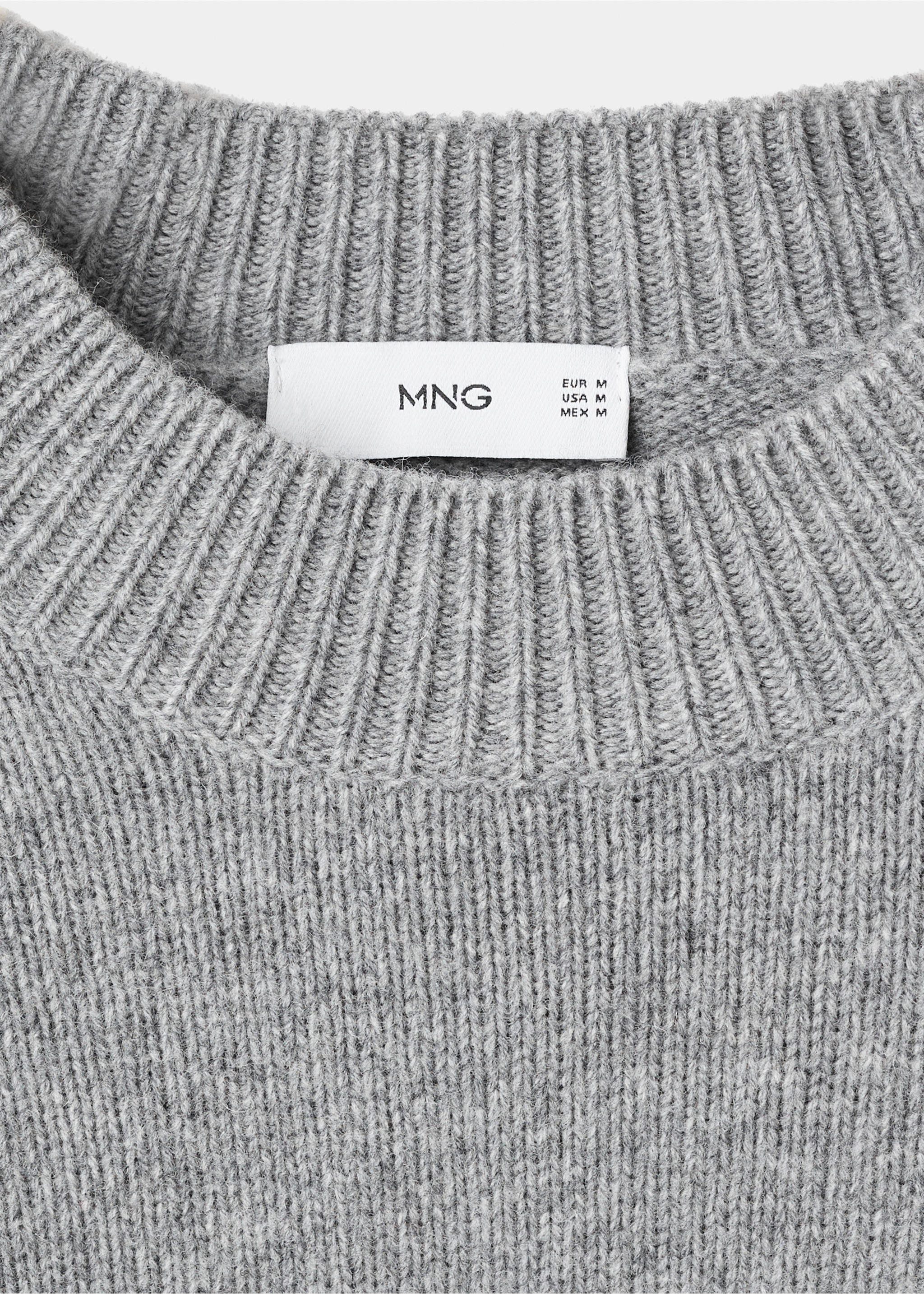 100% Italian wool knitted sweater - Details of the article 8, Medium Heather Grey. Ref: 17007907-00.