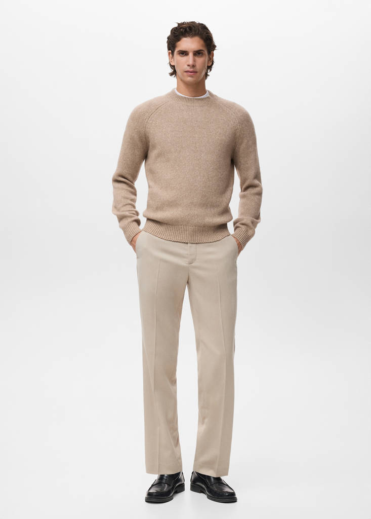 Fine-knit wool-blend sweater — Sand