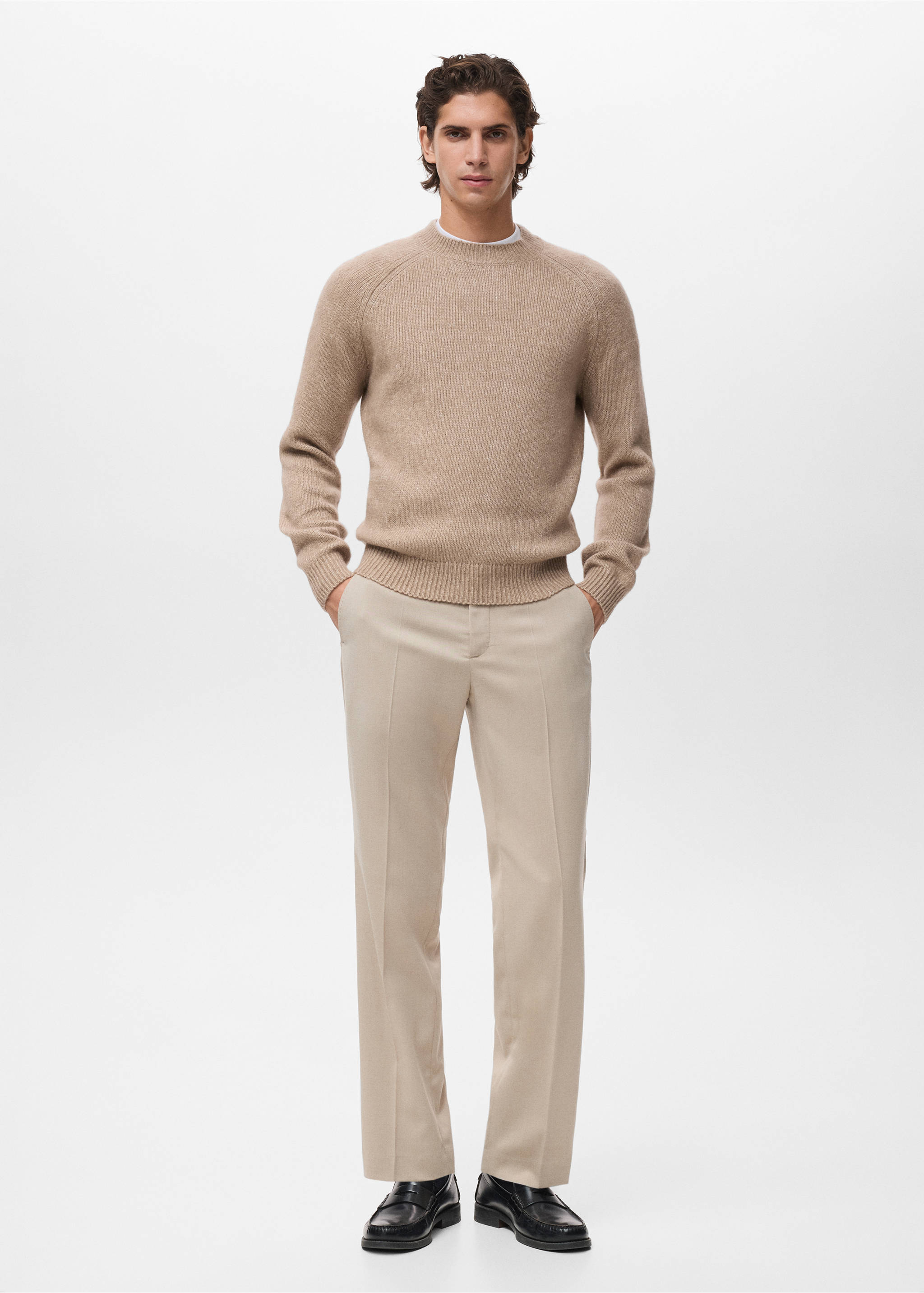 Fine-knit wool-blend sweater - General plane, Sand. Ref: 17007908-00.