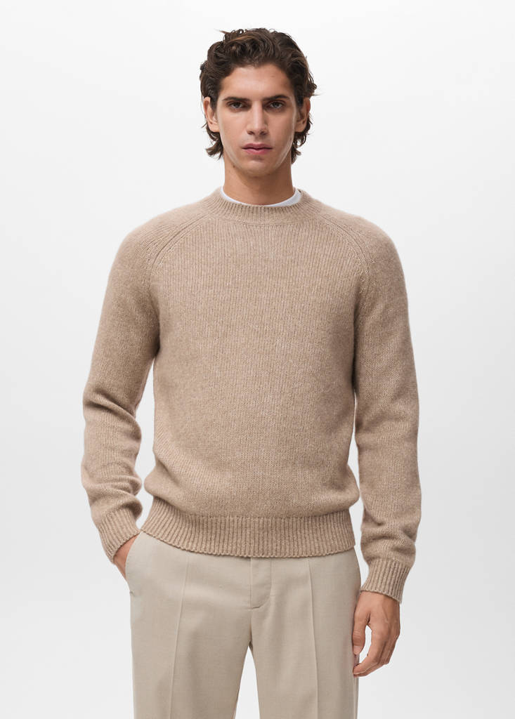 Fine-knit wool-blend sweater — Sand
