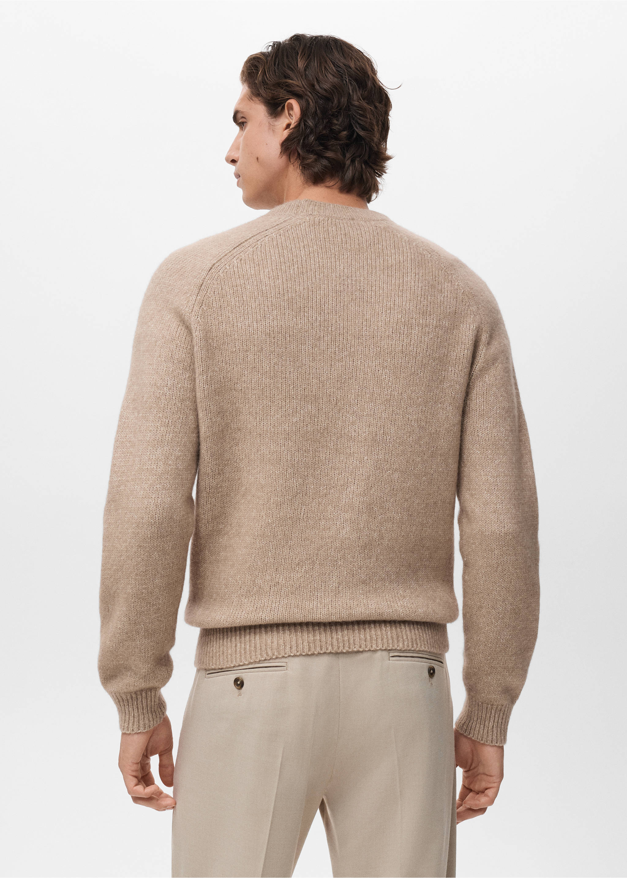 Fine-knit wool-blend sweater - Reverse of the article, Sand. Ref: 17007908-00.