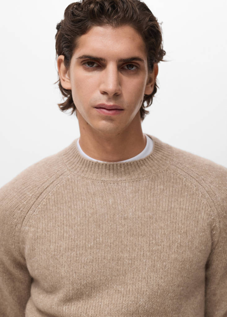 Fine-knit wool-blend sweater — Sand