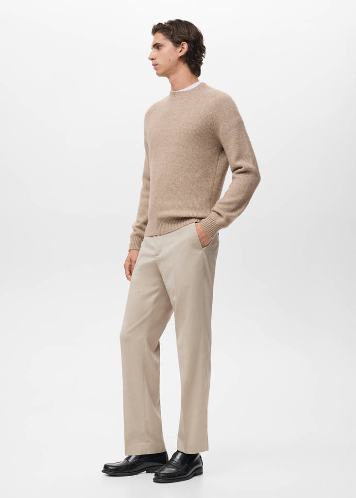 Fine-knit wool-blend sweater — Sand