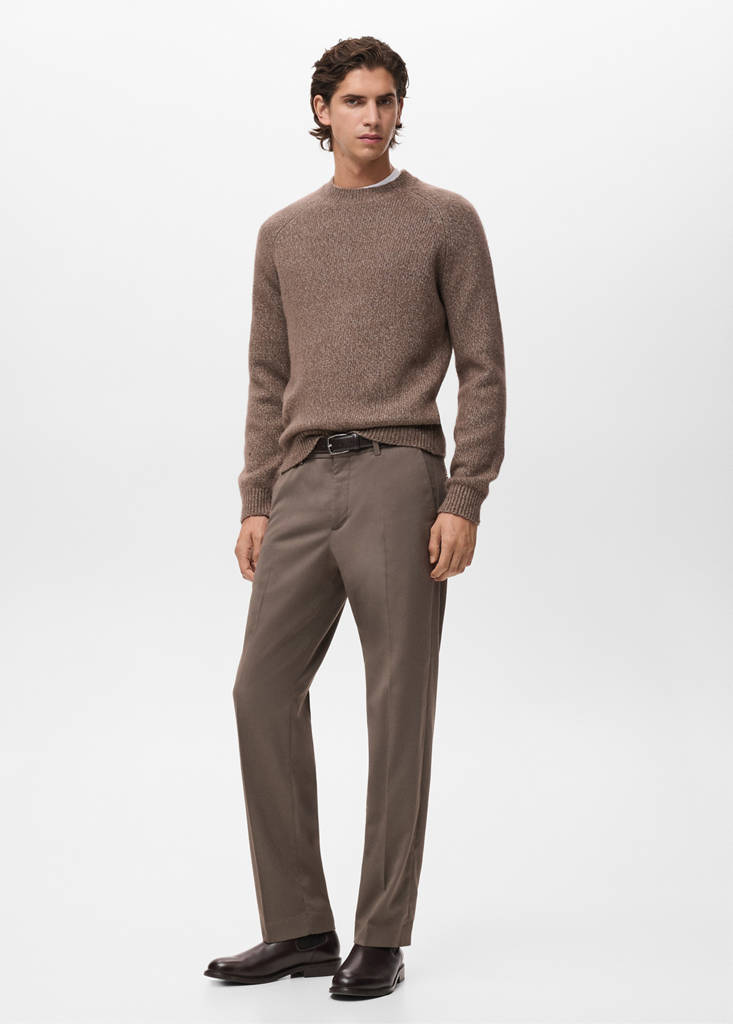 Fine-knit wool-blend sweater — Medium Brown