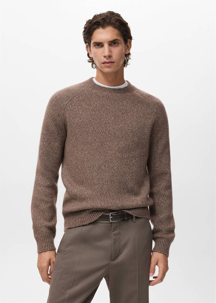 Fine-knit wool-blend sweater — Medium Brown