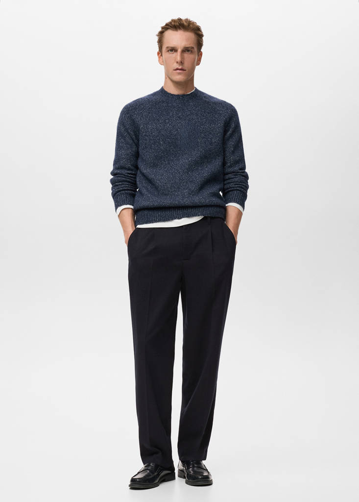 Fine-knit wool-blend sweater — Navy
