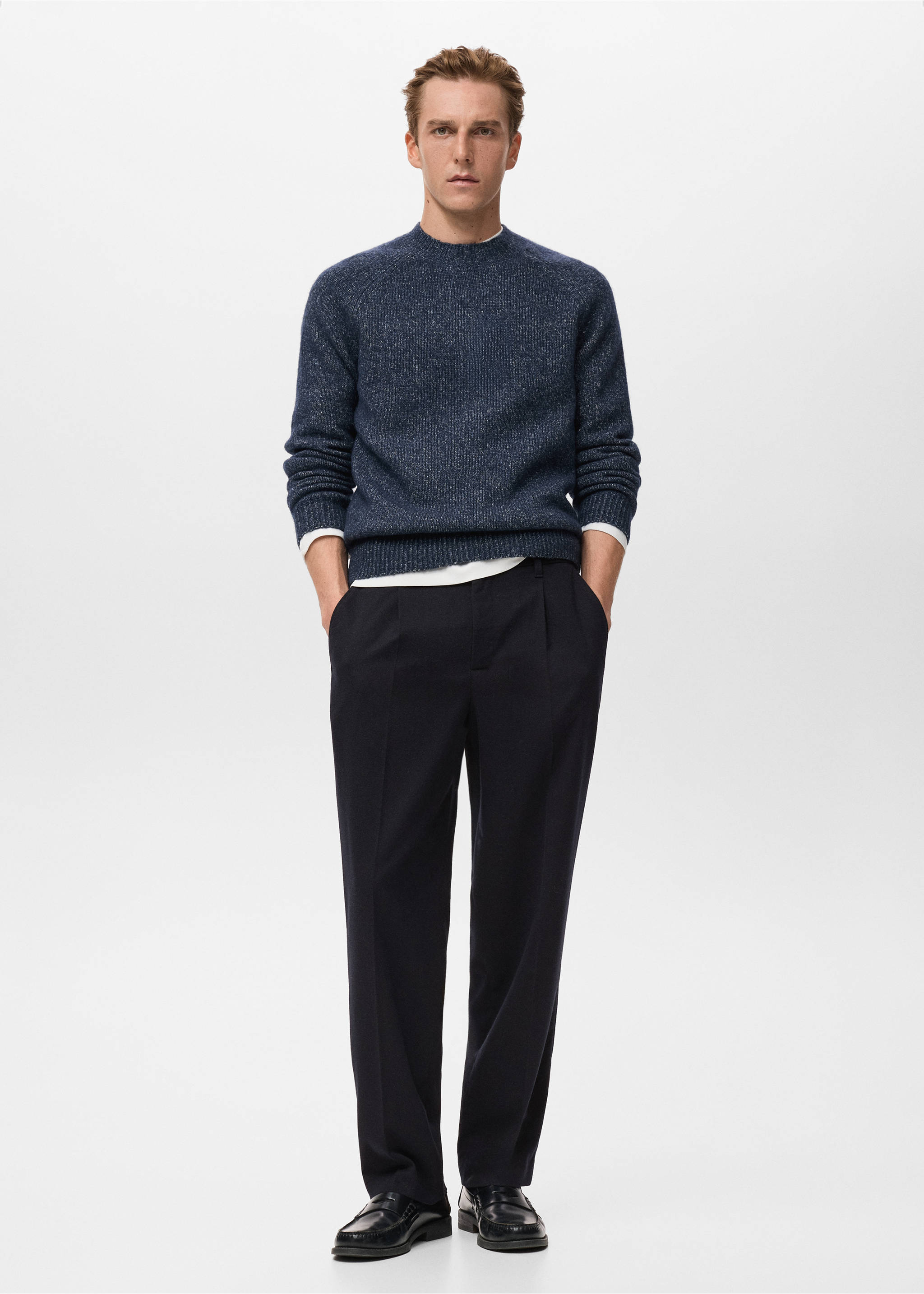 Fine-knit wool-blend sweater - General plane, Navy. Ref: 17007908-00.