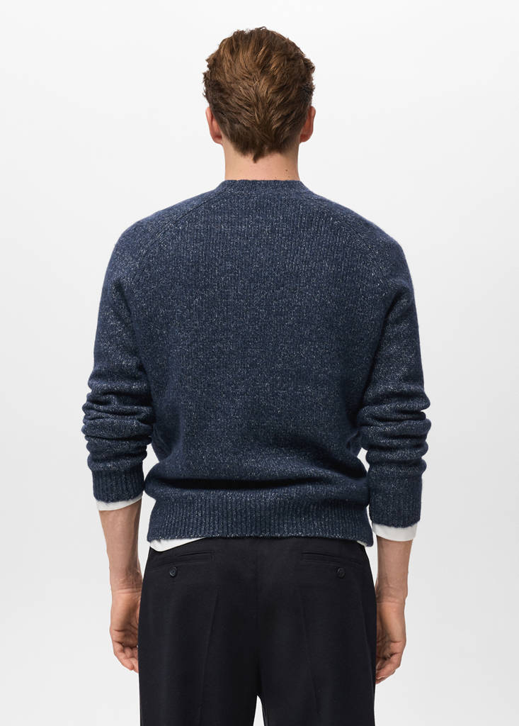 Fine-knit wool-blend sweater — Navy