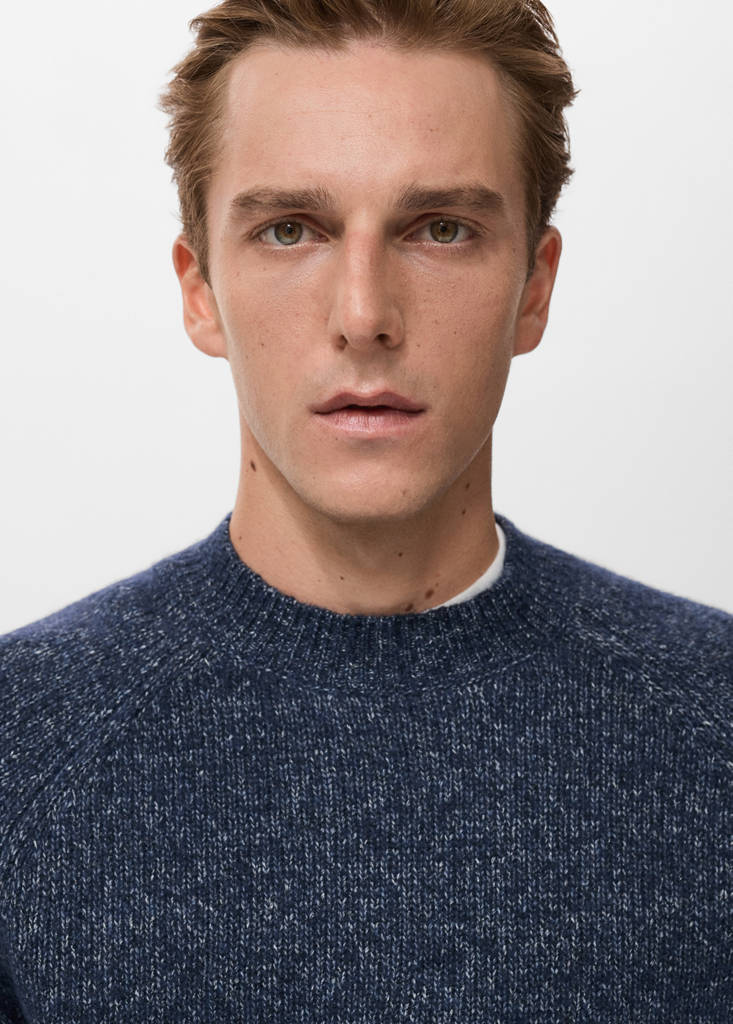 Fine-knit wool-blend sweater — Navy