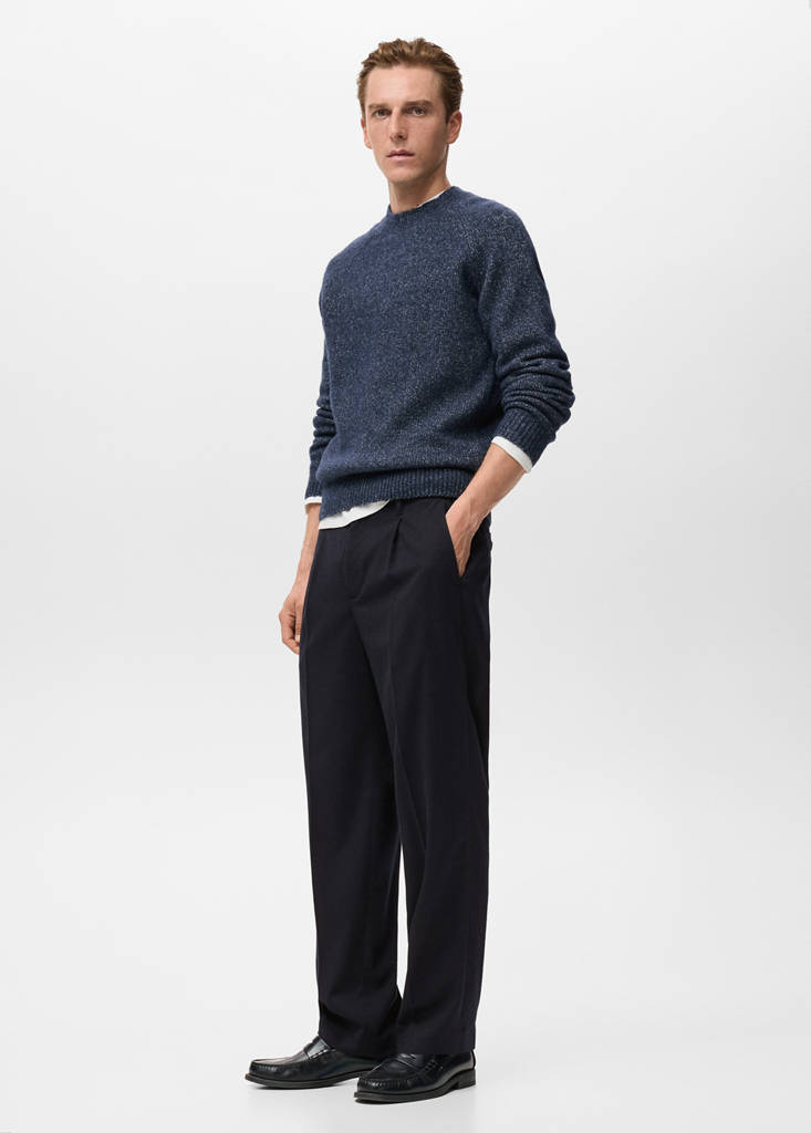 Fine-knit wool-blend sweater — Navy