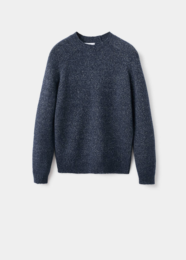 Fine-knit wool-blend sweater — Navy