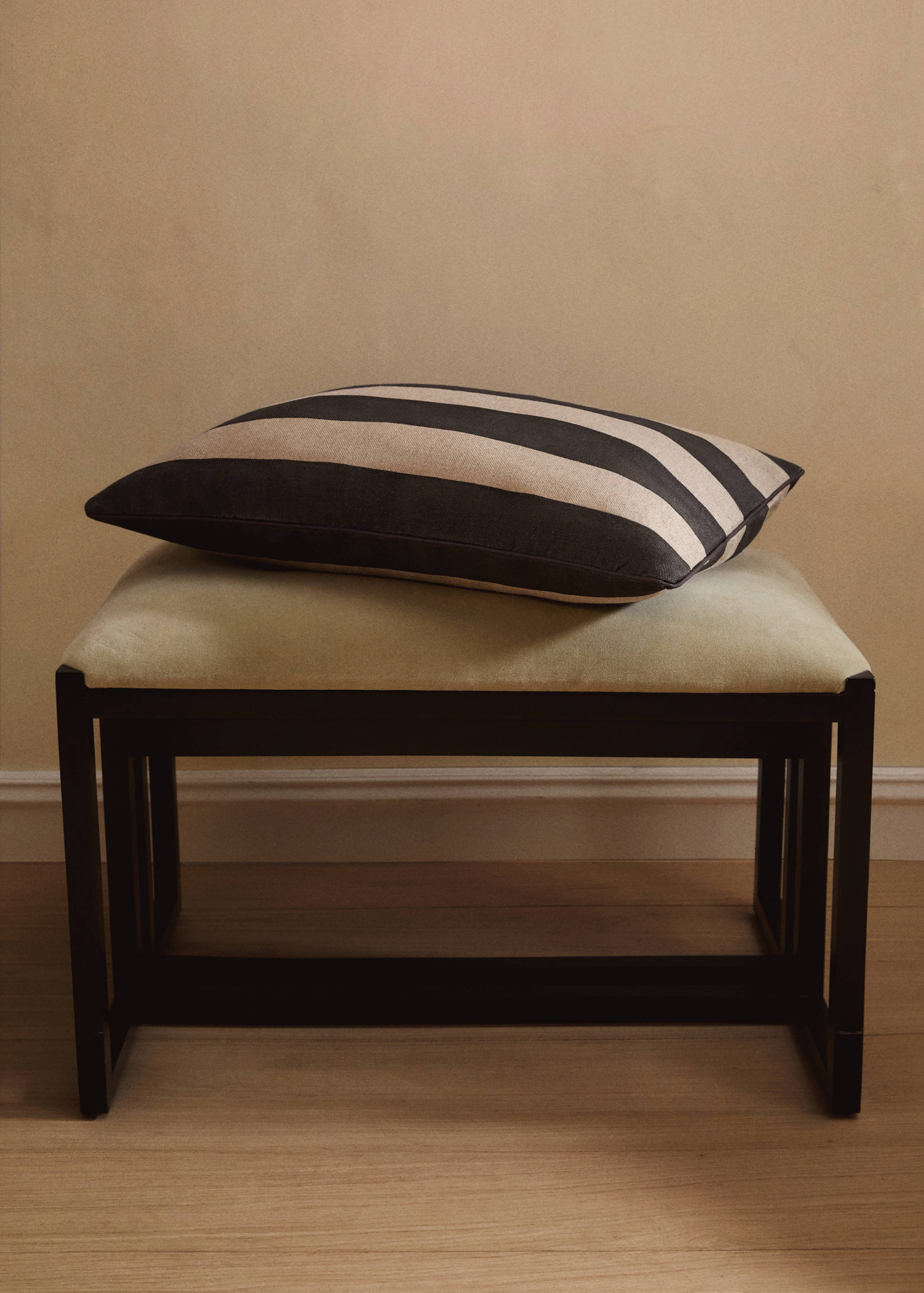 Housse coussin lin à rayures avec liseré 40x60 cm - Plan général