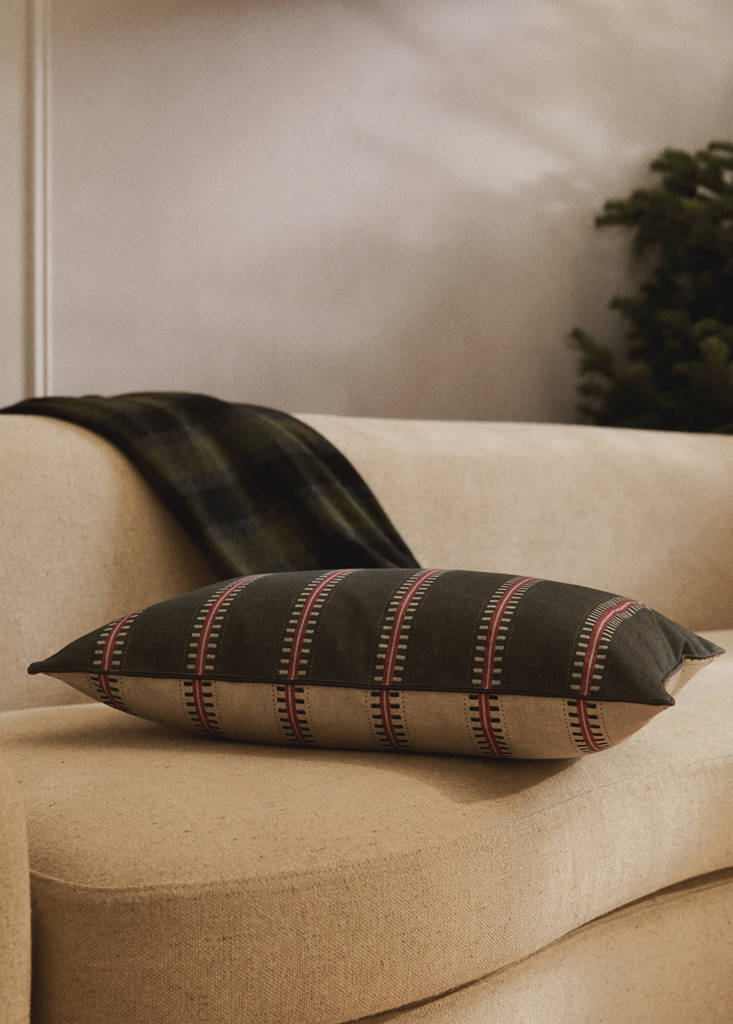 MANGO HOME - Housse de coussin coton à rayures passepoil 40x60 cm vert - 40x60cm