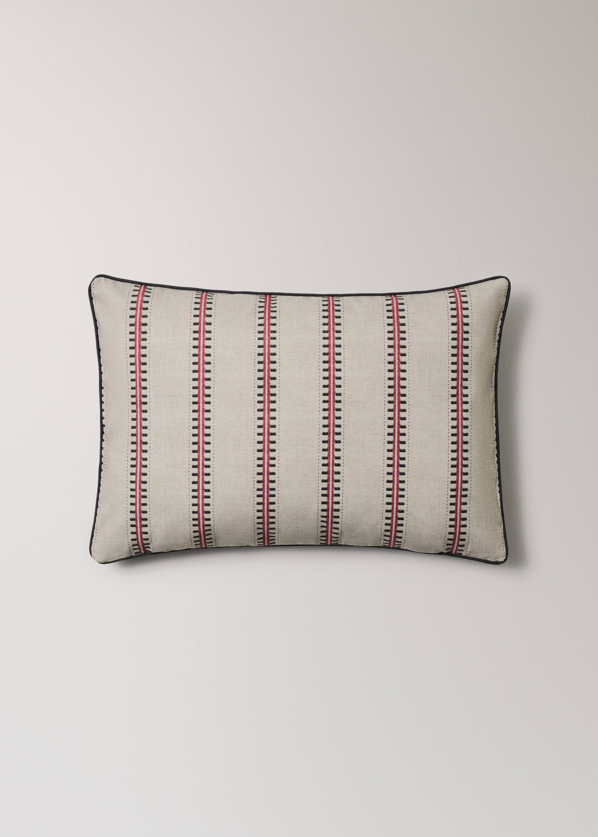 Housse de coussin coton à rayures passepoil 40x60 cm - Détail de l'article 1