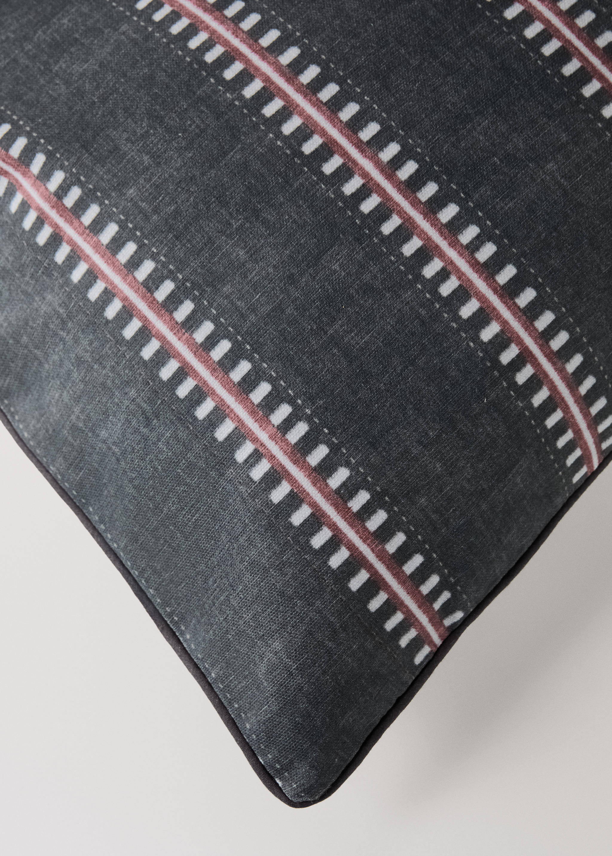 Housse de coussin coton à rayures passepoil 40x60 cm - Détail de l'article 3