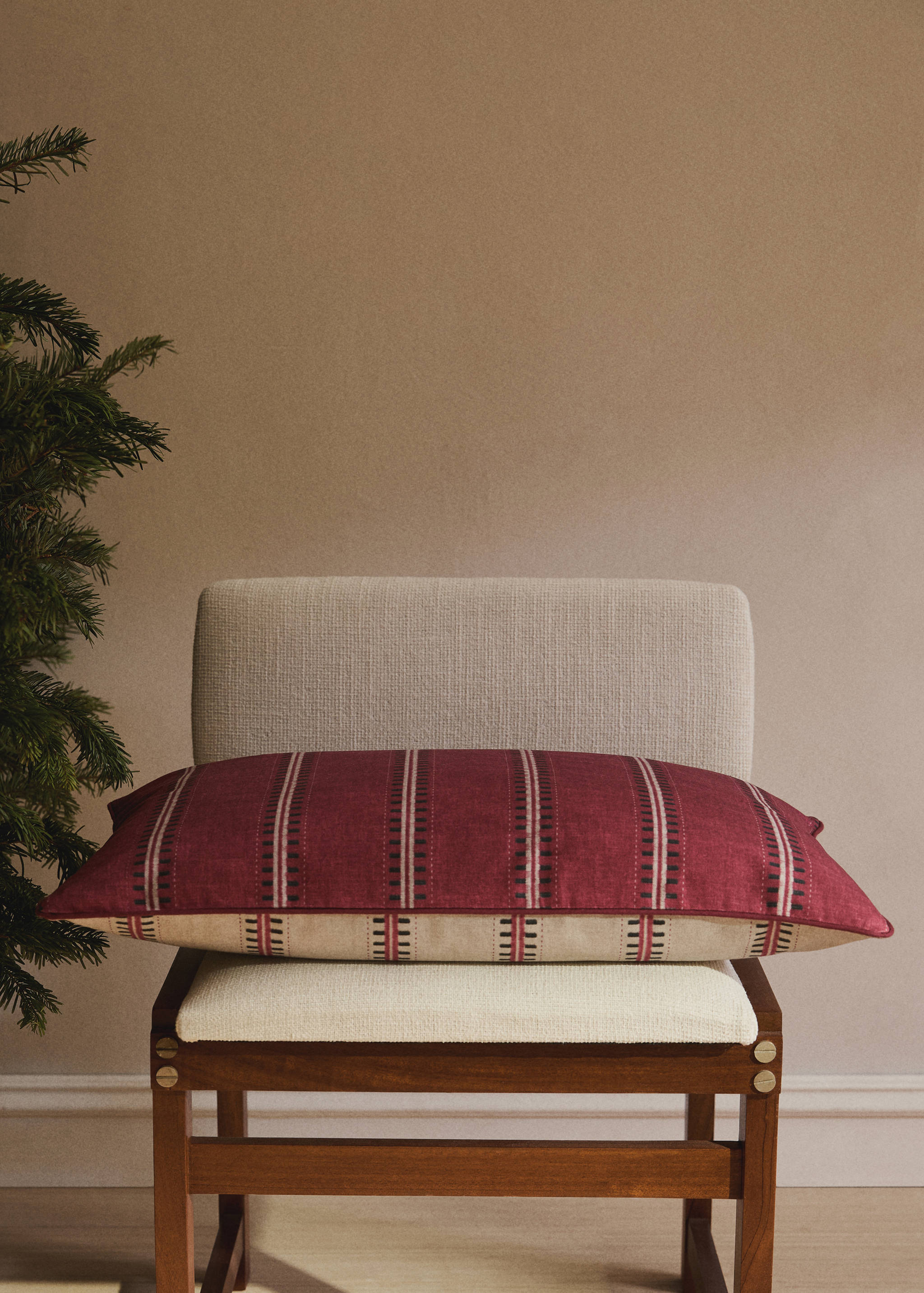 Housse de coussin coton à rayures passepoil 40x60 cm - Plan général