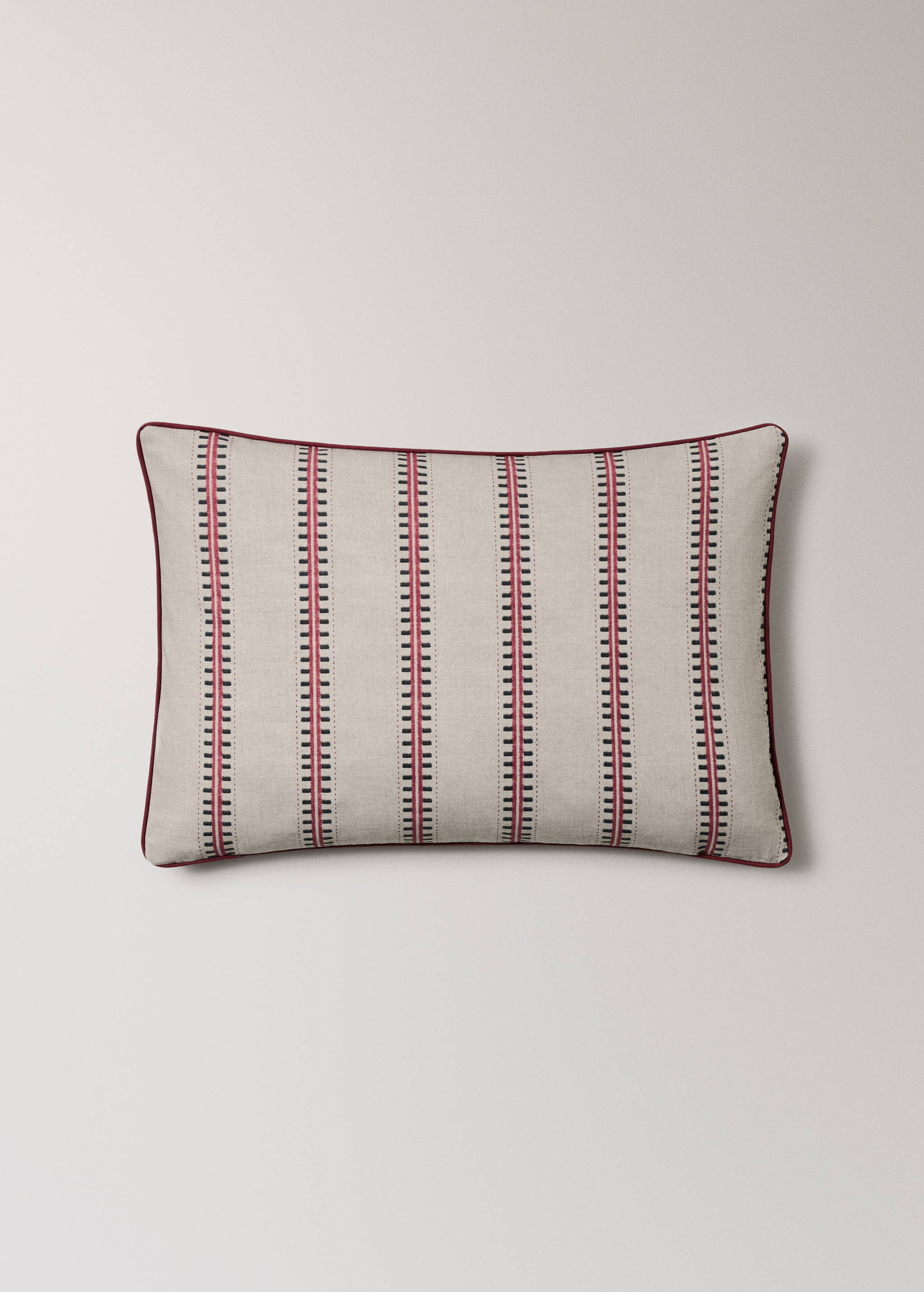 Housse de coussin coton à rayures passepoil 40x60 cm - Détail de l'article 1