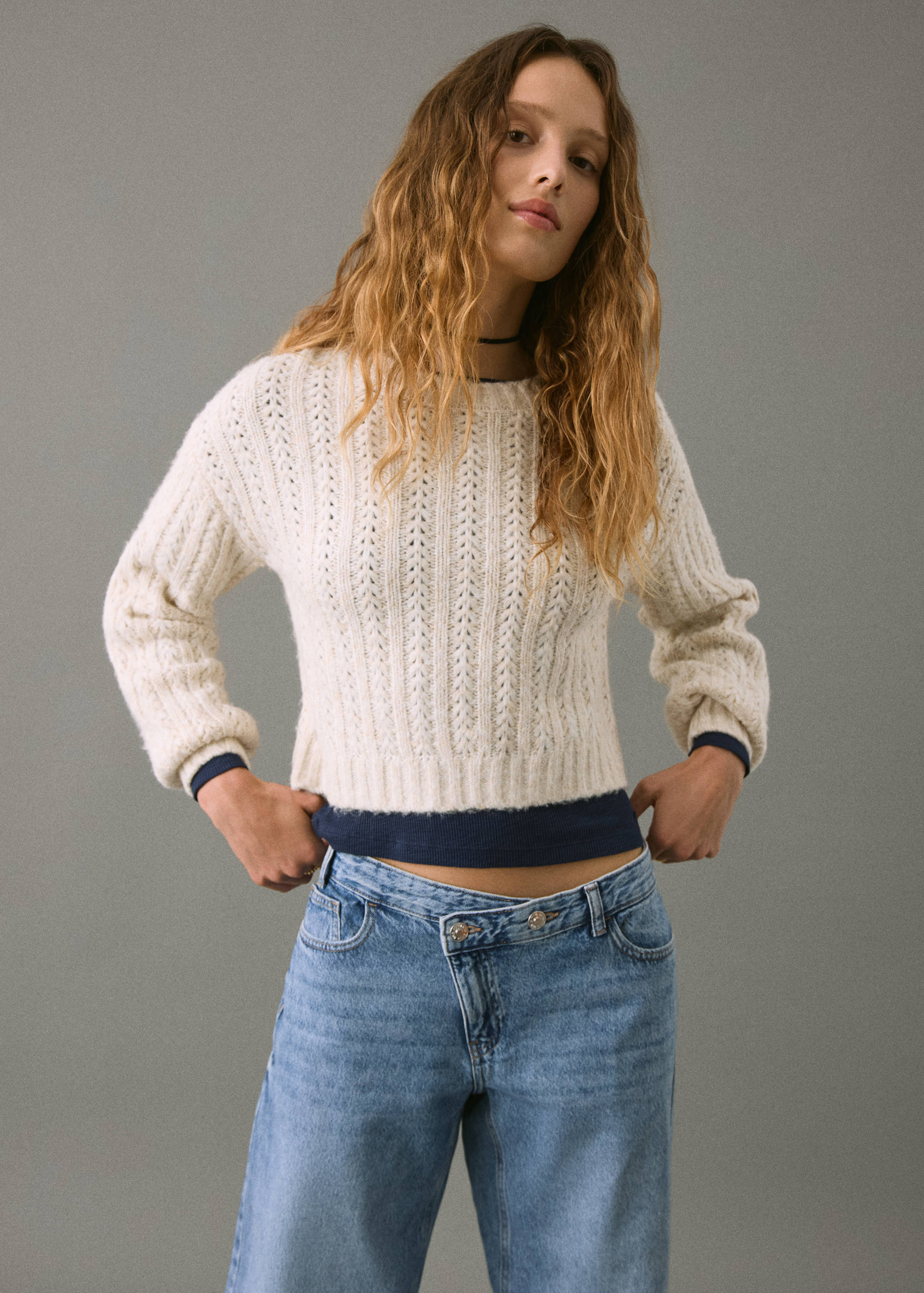Knitted cropped sweater - Medium plane