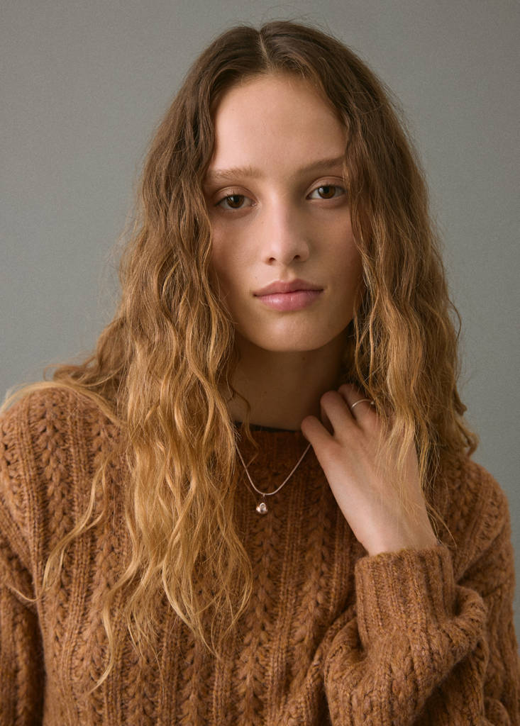 Knitted cropped sweater — Caramel
